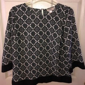Long sleeve green and black Loft blouse